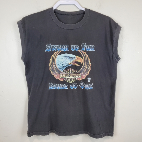 1982 Harley Davidson Motorcycles West Germany T Shirt SOVIET Era M Sleeveless - Picture 2 of 11